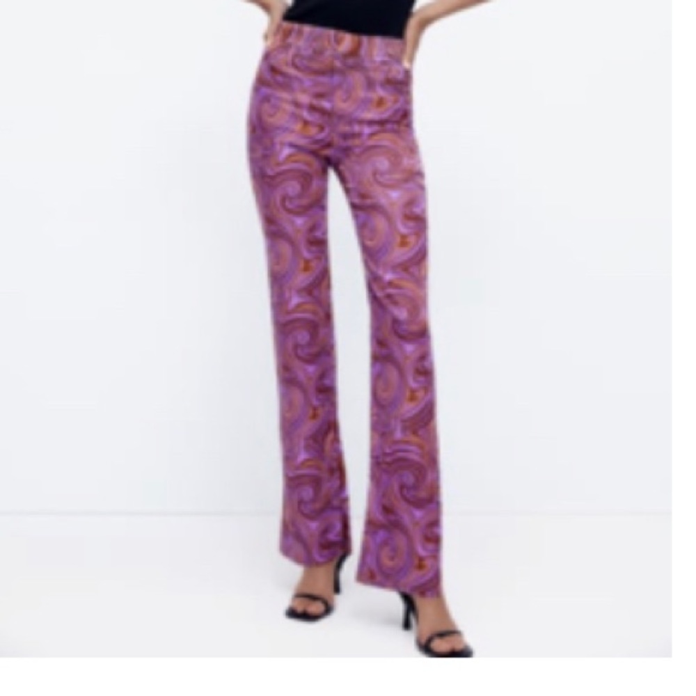 Zara printed flared pants